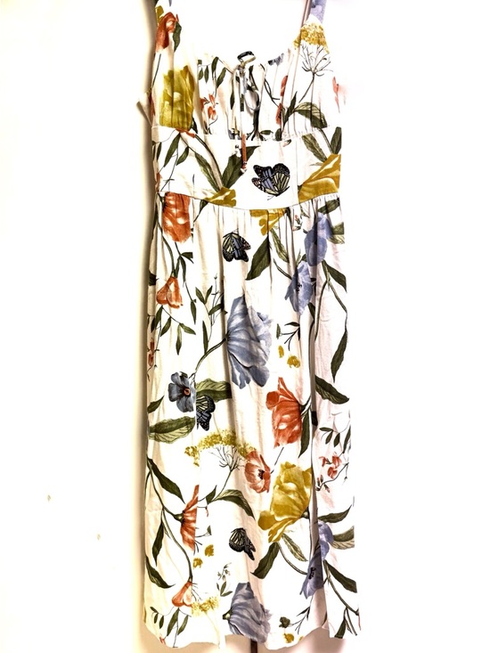 Ellen Tracy Linen-Blend Dress Midi Sleeveless White Floral Sz 10 NWT - Picture 11 of 11